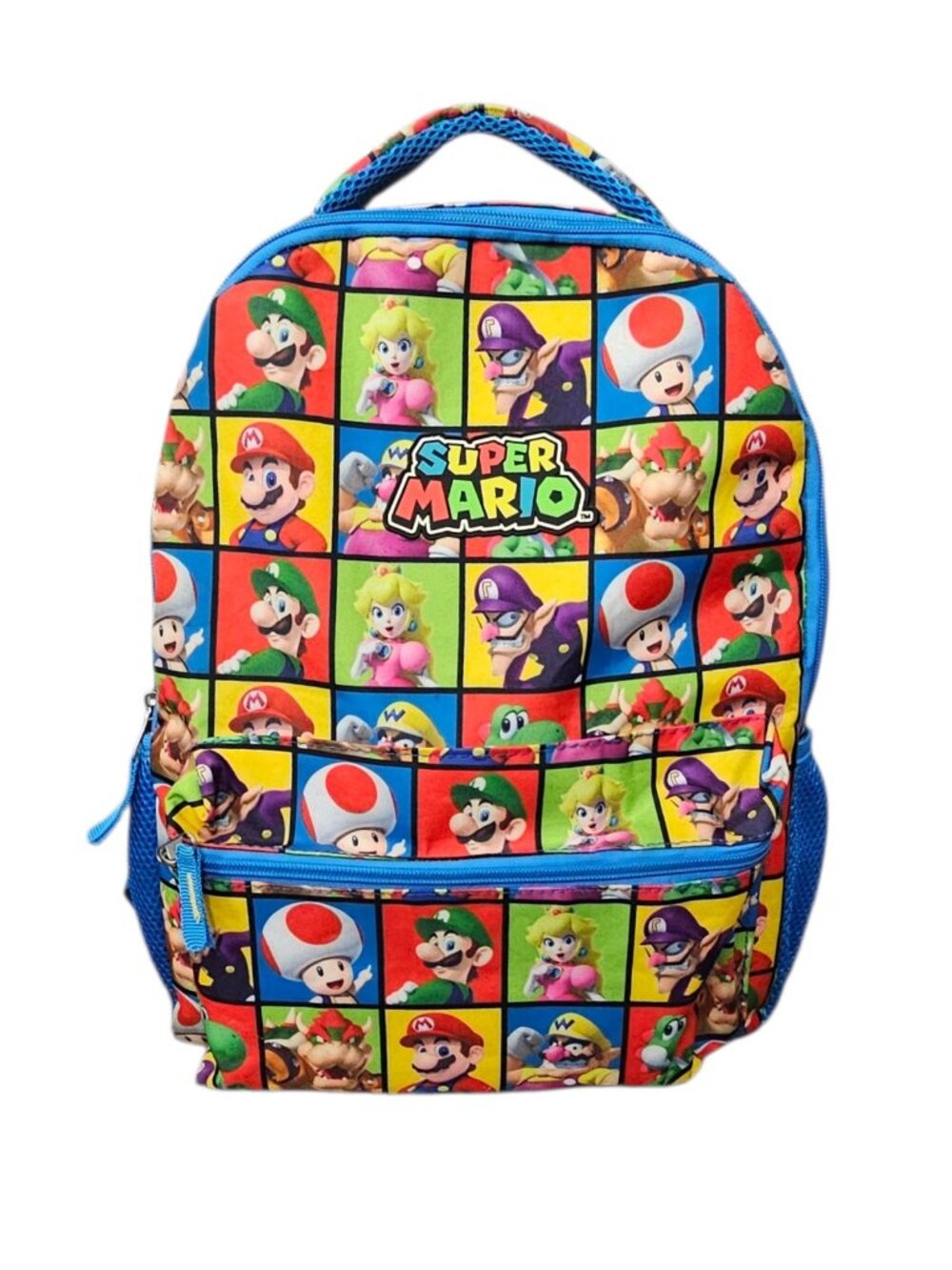 Super Mario Bros Nintendo All Over Character Print Backpack 16" School Bag